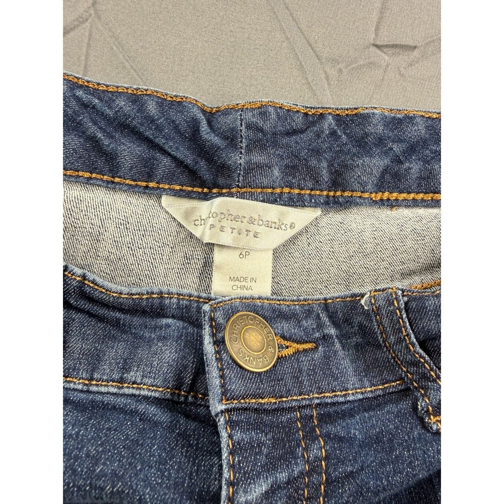 Christopher & Banks Jeans Womens 6P Petite Blue Stretch Straight Leg 27 Inseam - Picture 2 of 7